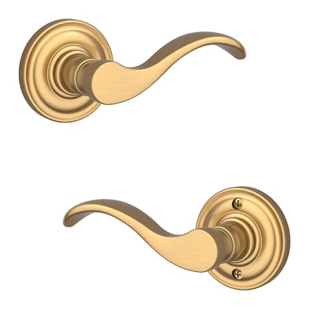 Baldwin Full Dummy Curve Lever and Traditional Round Rose Lifetime Satin Brass Finish FDCURTRR044