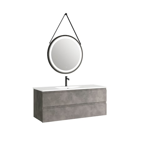 Homeroots 48" Gray Wood Freestanding Bathroom Vanity With White Sink And Two Drawers 627513