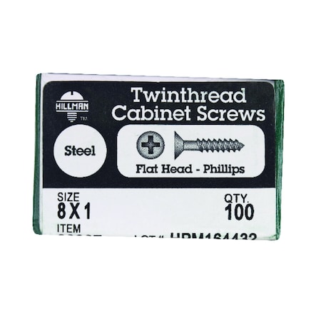Hillman No. 8 X 1 in. L Phillips Black Phosphate Twin Thread Cabinet Screws 39237