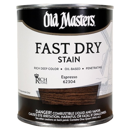 Fast Dry Stain Qt Old Masters Espresso Interior Oil-Based Wood Stain 62304