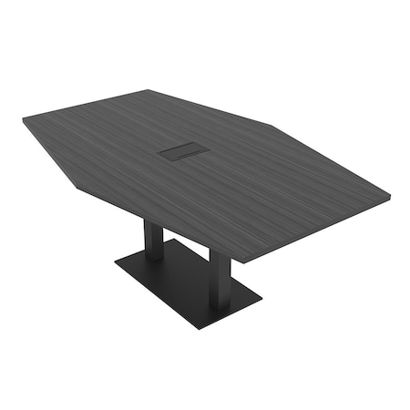 Skutchi Designs Hexagon Conference Table With Power Unit, 48 in W, 84 in L, Grey HAR-HEX.IR-48X84-DOU.BK-WA7949-EBLK
