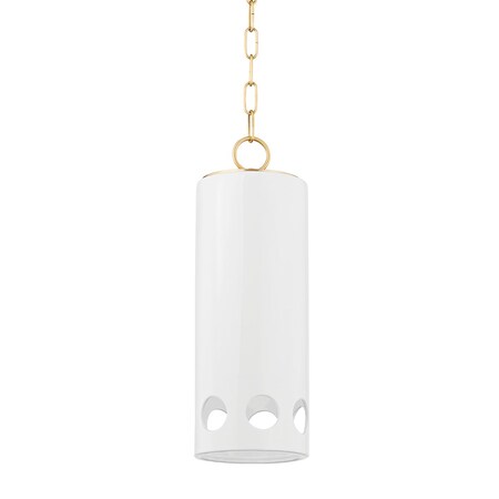 Mitzi Tali Roth X Jean 1 Light Pendant 13.75 In. Aged Brass/Ceramic Gloss White H705701-AGB/CGW