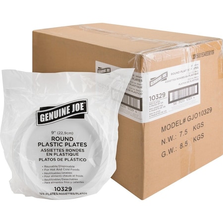 Genuine Joe Disposable Plastic Plates, PK500 GJO10329CT