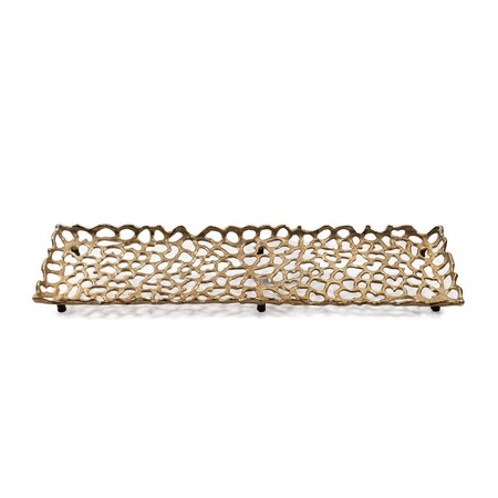 Homeroots 28" Gold Aluminum Handmade Platter 654294