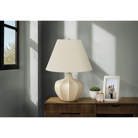 Monarch Specialties Lighting, 21 in.H, Table Lamp, Cream Resin, Ivory / Cream Shade, Transitional I 9733