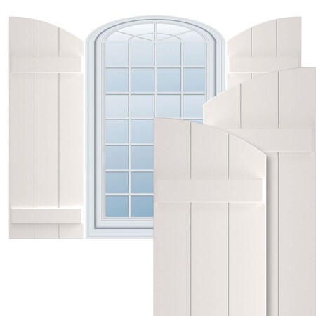 Ekena Millwork True Fit PVC, Three Board Elliptical Top Joined Board-n-Batten Shutters, Unfinished, 16 1/8W x 86H, PR TFP101BE16X086UN