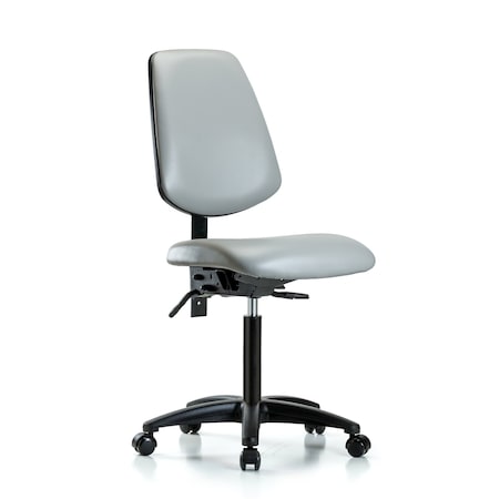 Blue Ridge Ergonomics Vinyl, Polyurethane Foam, Dove, 22" to 29" Seat Height, No Arms Arms, Rolling BR-VMBCH-MB-RG-T0-A0-NF-RC-8567