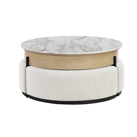Global Furniture Usa Contemporary T42 Natural Coffee Table With 3 Stools T42CT+3 STOOLS-NAT
