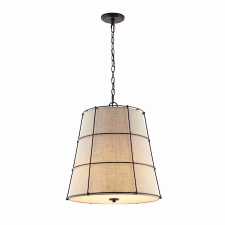 Jonathan Y Silas 19" 3-Light Rustic Farmhouse Iron LED Pendant, Oil Rubbed Bronze JYL1318A