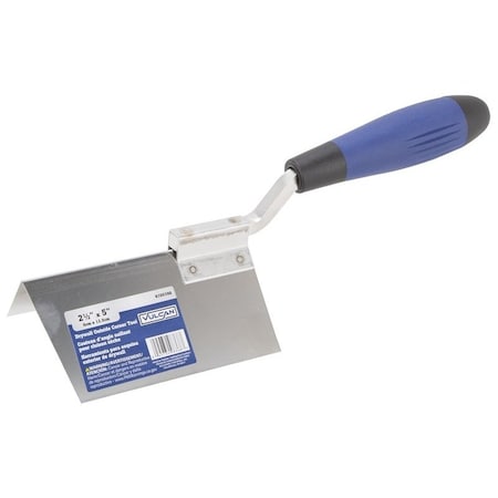 Vulcan Drywall Corner Trowel, 2.5 in W Blade, 5 in L Blade, DuraSoft Handle, PP/TPR Handle, 2.5 in Blade Radius 364863L