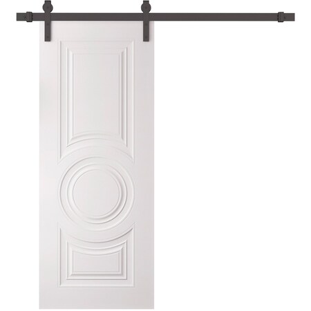 Sartodoors Barn Door 30 x 96 inches, BASIC 9801 White, 6.6FT Rail Track Heavy Hardware Set, Solid Panel Inte BASIC9801BD-B-SKIN-3096