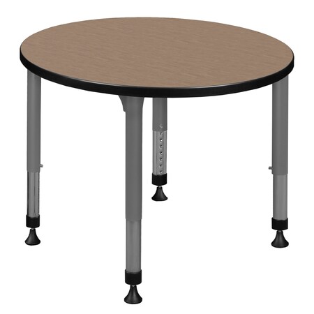 Regency Round Kee Height Adjustable Classroom Activity Table, 30 in W, 30 in L, Noble Oak TB30RNDNOAPGY