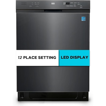Black&Decker 24 inch Built-in Dishwasher with 6 Wash Programs - Black BDW200MB