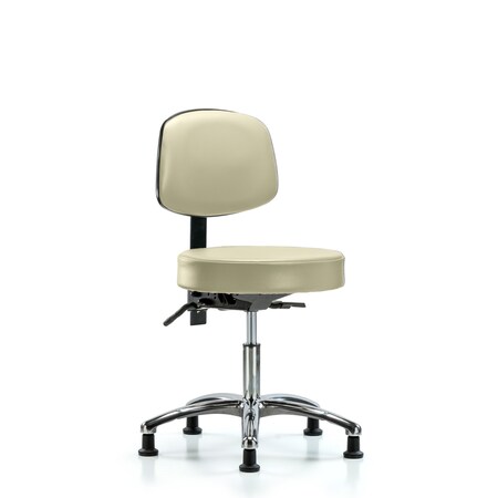 Blue Ridge Ergonomics Desk Stool, Vin, Bk Chrome, Tilt Glides, Wht BR-VDHST-CR-T1-RG-8501