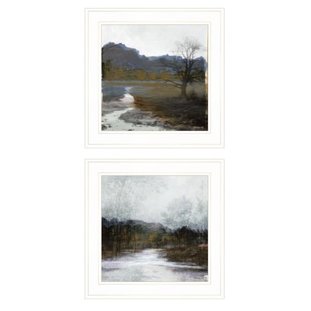 Homeroots Set Of Two Winter Landscape 1 White Framed Print Wall Art, 2PK 407259