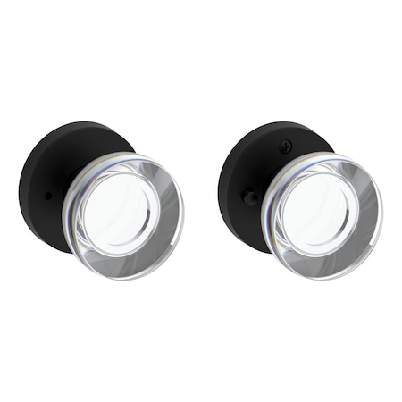 Baldwin Privacy Contemporary Crystal Knob and Contemporary Round Rose with 6AL Latch and Dual Strike PVCCYCRR190