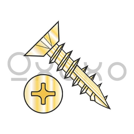 Oxoxo 6X1/2 Phil Flat Undercut Hinge Screw Type 17 Full Thread Steel Bright Brass Finish, 10000PK 592116