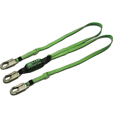 Miller Double Leg Stretchable Web Lanyard with SofStop Energy Absorber and Locking Snap Hooks 8878T-Z7/6FTGN