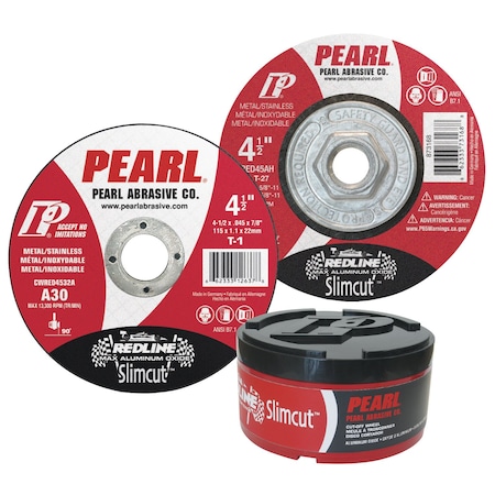 Pearl Abrasive Cut-Off Wheel, Dry, 6 in Dia, 0.045 in Thick, 7/8 in Arbor Hole Size, 30 Grit DCWRED06A