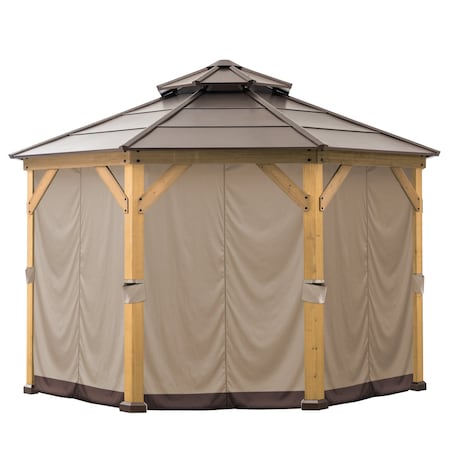 Sunjoy Brown Polyester Gazebo Curtain for 13 ft. x 13 ft. Octagon Hardtop Gazebo A111309100