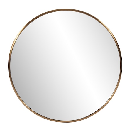 Homeroots 32" Antiqued Brushed Brass Round Wall Mirror 401208