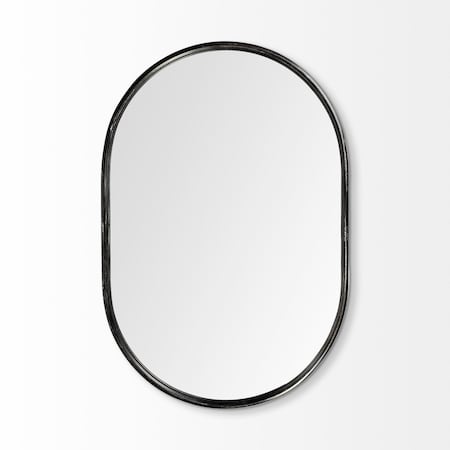 Homeroots 36" Black Oval Metal Framed Accent Mirror 376435