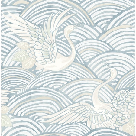 A-Street Prints Egret Sky Blue Tidal Dance Wallpaper 4172-27498