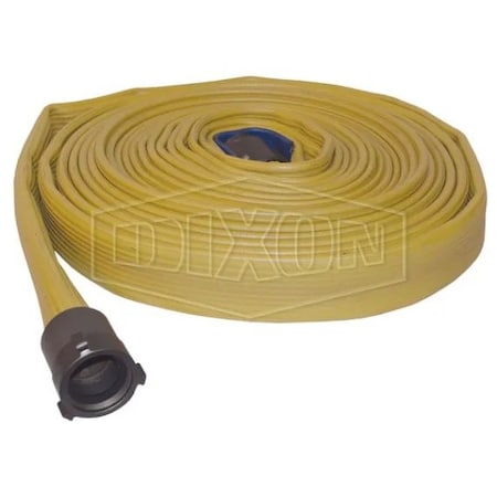 Dixon Double Jacket Fire Hose, 2-1/2 in, NST NH, 50 ft L, 360 psi Working, Polyester, Domestic D825Y50RAF