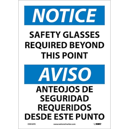 Nmc Notice Safety Glasses Required Sign - Bilingual ESN18PB
