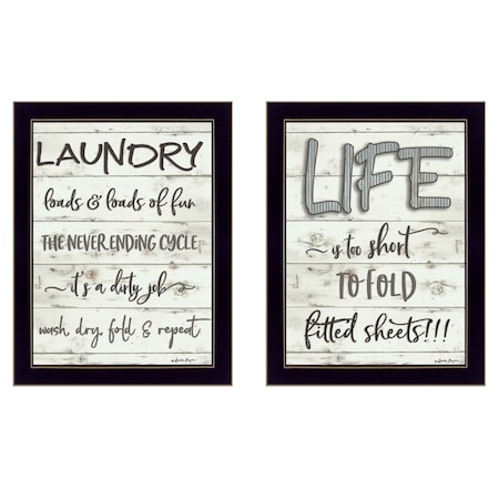Homeroots Set Of Two Loads of Fun 3 Black Framed Print Bathroom Wall Art, 2PK 407108