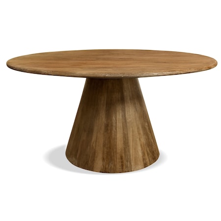 Homeroots 60" Natural Rounded Solid Wood Pedestal Base Dining Table 563907