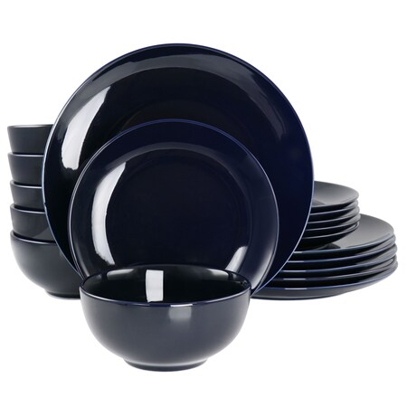 Elama Luna 18 Piece Porcelain Dinnerware Set in Dark Blue EL-LUNA18-DB