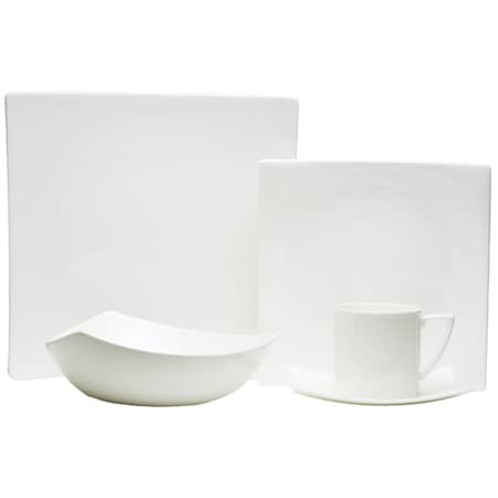 Homeroots White Five Piece Square Bone China Dinnerware Set 483489