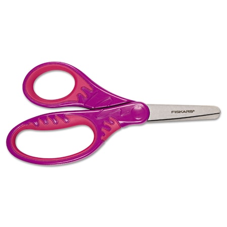 Fiskars Kids Softgrip Scissors, Right Hand, Round Tip, 5in Long, 1.75in Cut, Straight Handle, Assorted 1068912