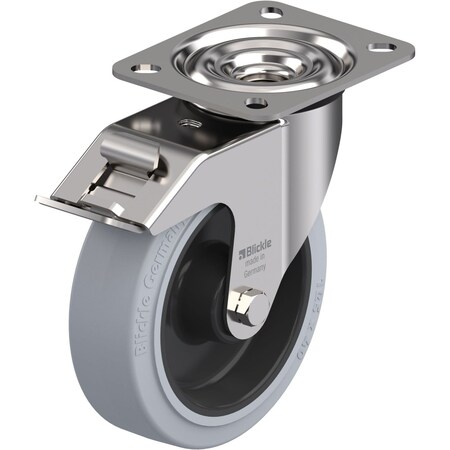Zoro Select Swivel Plate Caster, Rubber, 5 in., 330 lb. LEX-POEV 125XR-FI-SG