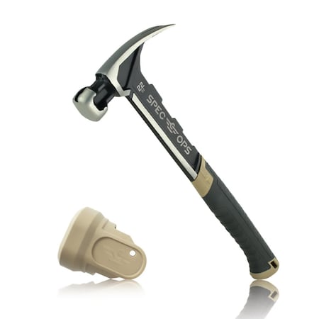 Spec Ops Framing Hammer, 22 oz, Rip Claw, Smooth Face, Soft Mallet Cap, Shock-Absorbing Grip SPEC-M22SF-S