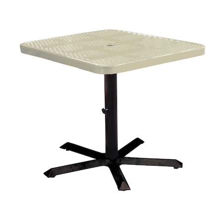 Leisure Craft 36" Square Perforated Pedestal Table, Portable, 30"H, Beige SQ36TAB30-BEIGE