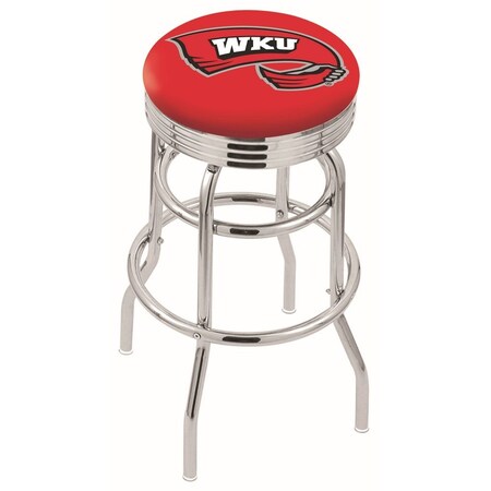 Holland Bar Stool Co 30" Chrome 2-Ring Western Kentucky Swivel Bar Stool, Accent Ring L7C3C30WestKy