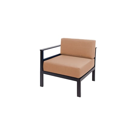Bfm Seating Belmar Right Arm Sofa Section with Sunbrella cushions, Sand Black Frame PH6101BL-R-14107