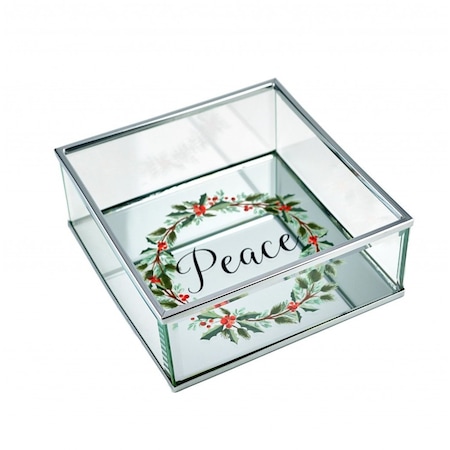 Homeroots 6in Silver Glass Christmas Vanity Tray 517524