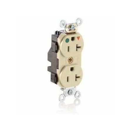 Leviton Straight Blade Receptacle, 5-20R, 20 A, 125V AC, Flush Mount, Isolated Ground M8300-IGI