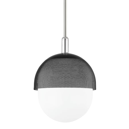 Hudson Valley Lighting Nyack 1 Light Pendant 14 In. Polished Nickel/Black 6114-PN/BK