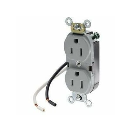 Leviton Commercial Grade Duplex Receptacle, 15 Amp, 125 Volt 5040-CGY