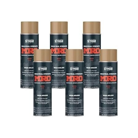 Seymour Midwest MRO Industrial High-Solids Spray Paint, Tan, 16 oz, 6PK 6201435