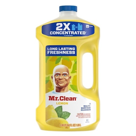 Mr. Clean 11290 All-Purpose Cleaner, 64 oz Bottle, Liquid, Lemon, Clear 030772112908