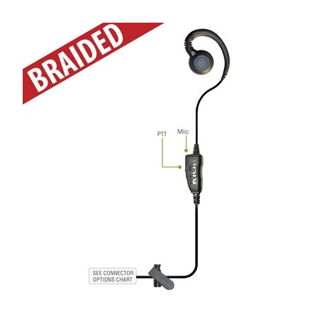 Klein Electronics Curl 1-Wire Earloop with Motorola M1 Connector, Braided Cable CURL-M1-BR