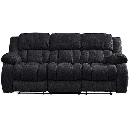 Homeroots 88" Black Upholstered Reclining USB Sofa With Toss Pillow 559209