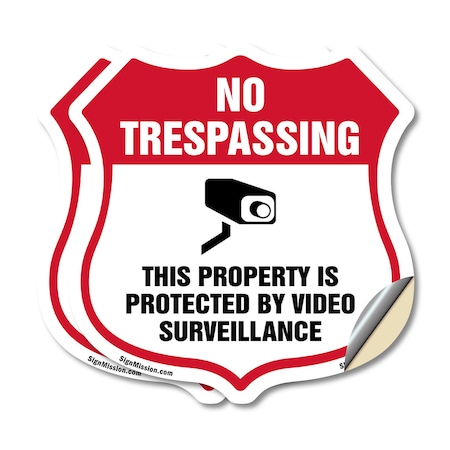 Signmission No Trespassing Shield Sign This Property, 6 inch X 6 inch, Vinyl Decal, 2PK SHI-D-2PACK-6-424
