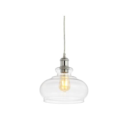 Jonathan Y Wyatt 9.5" Pharmacy Metal/Glass LED Pendant, Chrome JYL3515B