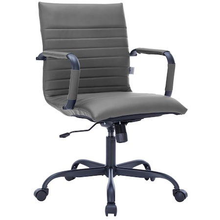 Leisuremod Harris Faux Leather Office Chair - Mid-Back Ergonomic Swivel Desk Chair, Iron Base HOBL19GRL